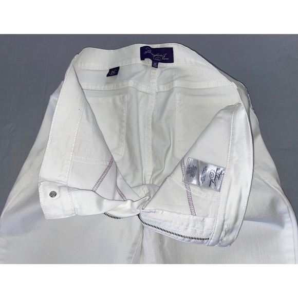 NYDJ Lift/Tuck Embellished Straight Leg Crop Stretch Denim Jeans. White, 12. EUC - Picture 3 of 5